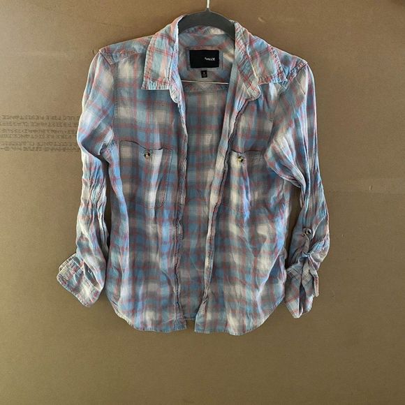 HURLEY LONG SLEEVE PLAID SIZE SMALL - Picture 1 of 7